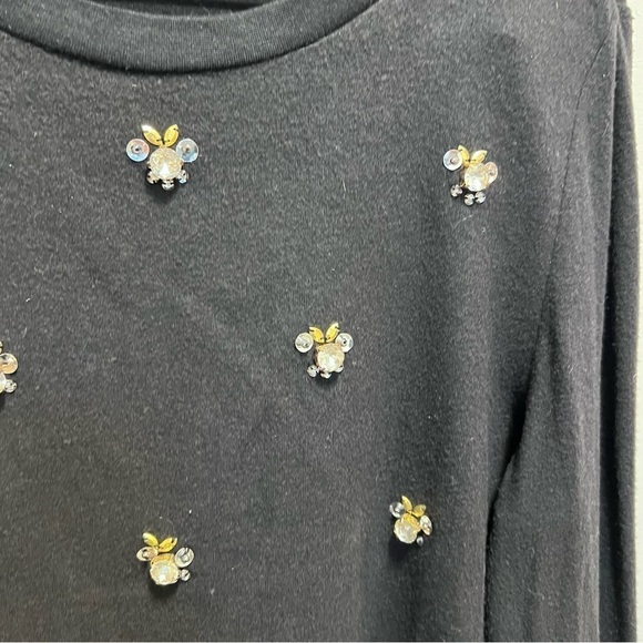 Disney Store Mickey Mouse Jeweled Lightweight Black Crew Neck Sweater Size XL - Picture 4 of 12